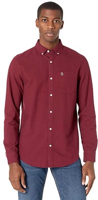 Original Penguin Mens Long Sleeve Core Oxford Button Down Shirt with Stretch