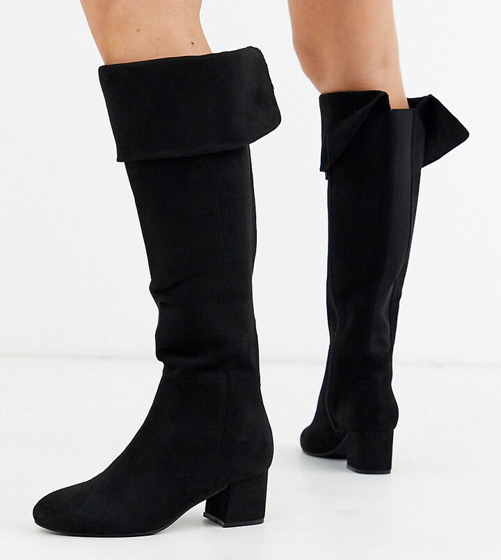 black boots with stretch back