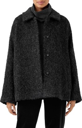 Eileen Fisher Classic Collar Bouclé Suri Alpaca Wool Blend Coat