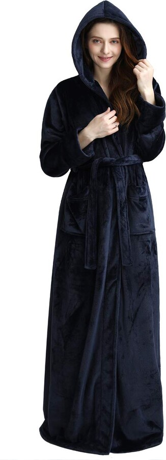 Chichidog Ladies Soft Flannel Dressing Gown Fleece Bathrobe Full Length Loungewear 