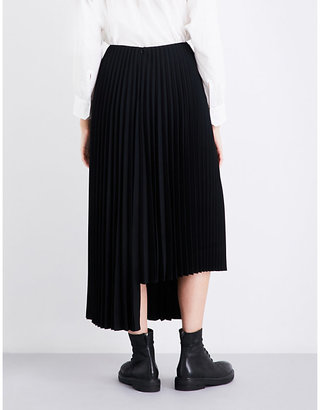 Y's Ys Pleated asymmetric wool-blend skirt