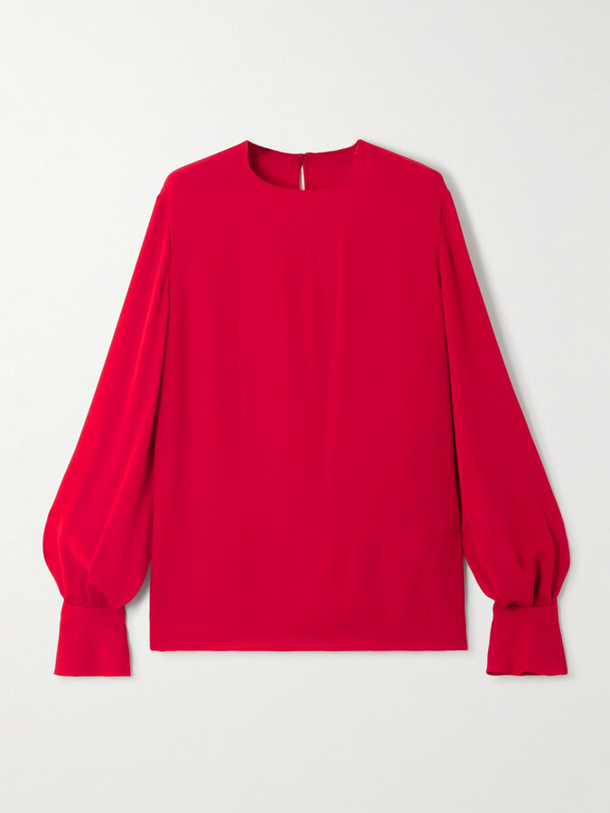 Valentino Garavani Ruffled Silk Blouse - Red