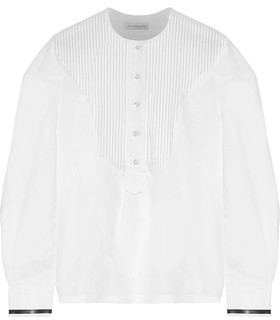 J.W.Anderson Oversized Pintucked Cotton-Paneled Linen Top