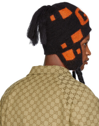 Gucci Black & Orange Mohair Ski Beanie