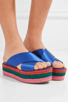 Thumbnail for your product : Miu Miu Satin Platform Sandals - Bright blue