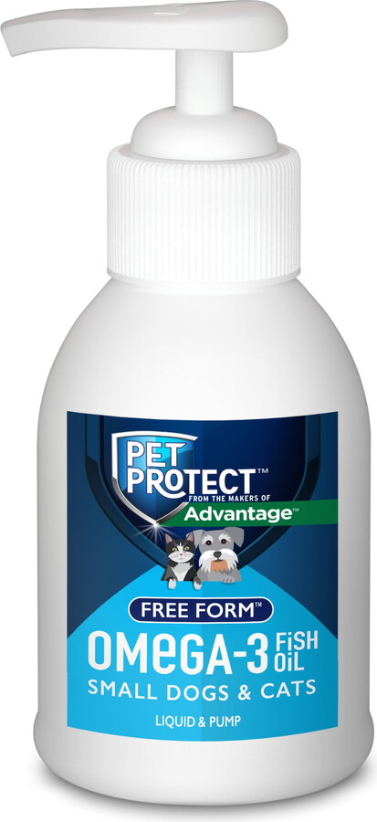 Pet Protect Cat & Small Dog Omega-3 Supplement, Free Form Blend, Liquid Pump, 4-oz.