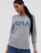 Thumbnail for your product : Replay Logo sweater in grey melange
