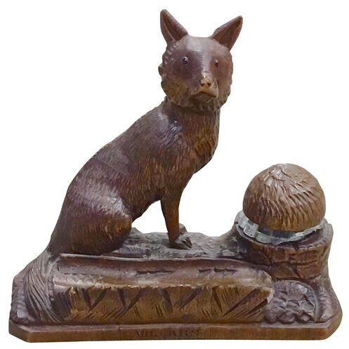 Antique Black Forest Fox Inkwell - Vermilion Designs - Brown ...