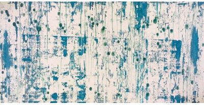 John Beard Collection Blue On Green I by John Beard - Artist Enhanced Canvas Print