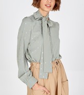 Thumbnail for your product : New Look Blue Vanilla Light Metallic Print Tie Neck Blouse