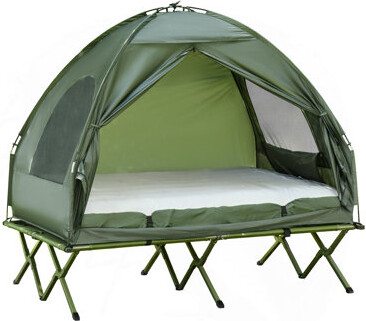 Walton 2 Person Foldable Camping Cot With Tent Bedspread And Thick Air Mattress 4-In-1 Elevated Camping Bed Tent For Outdoor Hiking Picnic Travel
