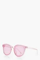 Thumbnail for your product : boohoo Clear Frame Coloured Lens Retro Sunglasses