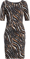 Thumbnail for your product : Connected Apparel Ruched Faux Wrap Dress