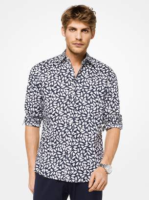 Michael Kors Slim-Fit Botanical Stretch-Cotton Shirt