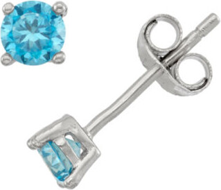 Fine Jewelry Lab Created Blue Cubic Zirconia Sterling Silver 4mm Stud Earrings