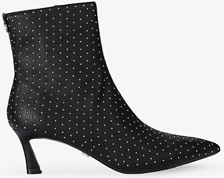 Carvela Womens Black/Comb Marcia Embellished Heeled Faux-Leather Ankle Boots Eur 41 / 8 Uk Women