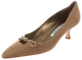 Thumbnail for your product : Manolo Blahnik Bow-Accented Suede Pumps