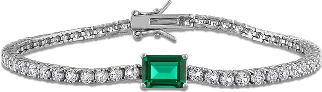 Rina Limor Fine Jewelry Silver 6.75 Ct. Tw. Lab-Grown Emerald & Sapphire Bracelet