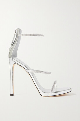 Giuseppe Zanotti South Crystal-embellished Mirrored-leather Sandals - Silver  - ShopStyle