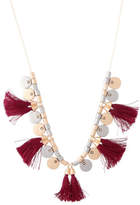 Thumbnail for your product : Basque NEW Mixed Disc And Tassel Boho Necklace Wine