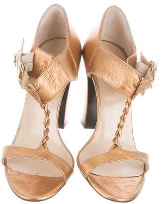 Balenciaga Metallic T-Strap Sandals