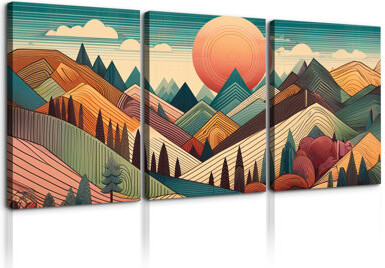 Loon Peak Mountain Framed On Canvas 3 Pieces Print