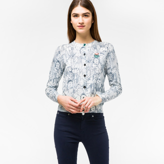 Paul Smith Women's White Cotton Cardigan With 'Cactus Sketch' Print