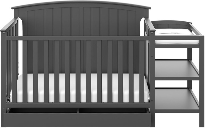 storkcraft steveston 4 in 1 crib and changer with drawer gray