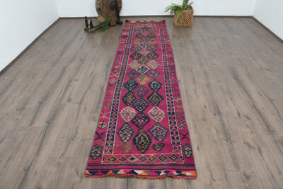 Union Rustic 30.7x131.9 Inch Pink Tribal Runner Rug, Geometric Pattern Rug