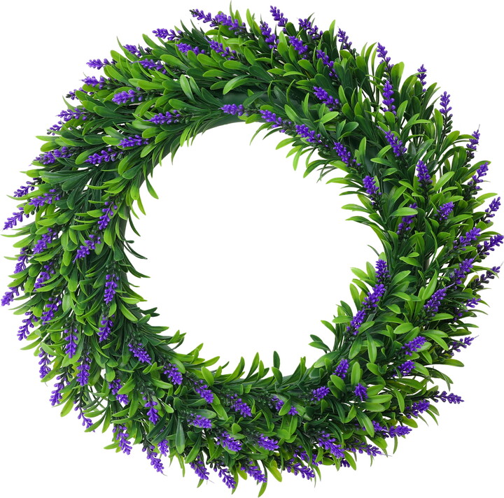 Unique Bargains Lavender Wreath for Front Door Artificial Wreaths Plastic Green Leaves