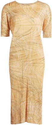 Pleats Please Issey Miyake Breeze Swirly Textured Midi-Dress