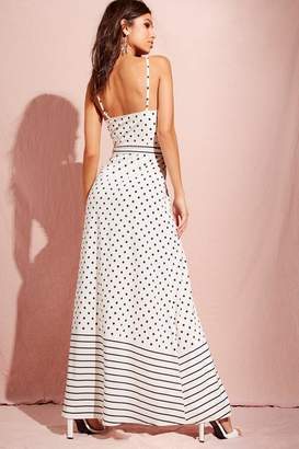 boohoo Spot And Stripe Mixed Print Maxi Dress