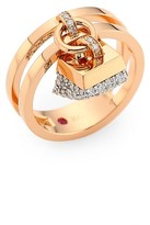 Thumbnail for your product : Roberto Coin Sauvage Prive 18K Rose Gold & Diamond Pave Charm Ring