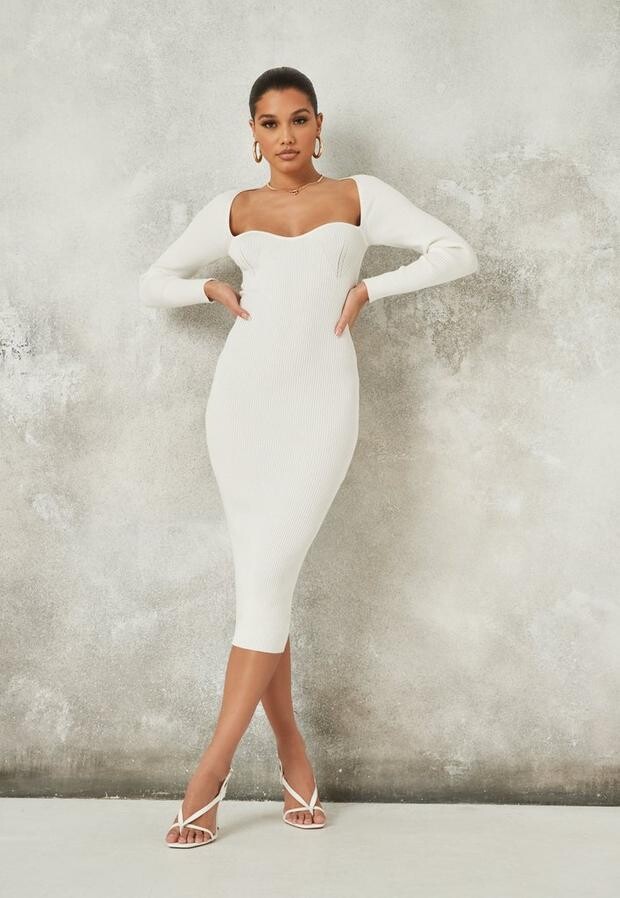 Missguided Cream Rib Shy Shoulder Knit 