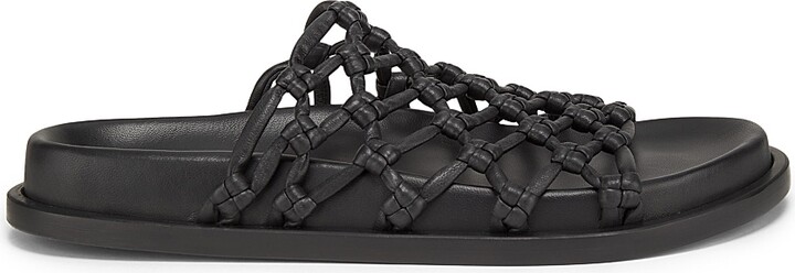 Women's Woven Leather Sandals - Black - Size 7