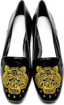 Thumbnail for your product : Kenzo Black Patent Snakeskin-Print Icon Tiger Loafers