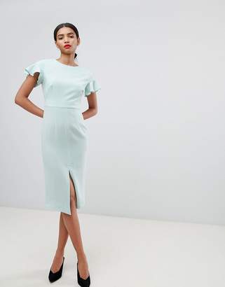 ASOS Design Midi Wiggle Dress With Fluted Sleeve