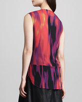 Thumbnail for your product : Halston Sleeveless Printed Silk Top, Boysenberry
