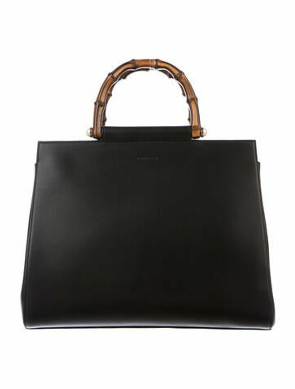 Gucci Bamboo Medium Nymphaea Top Handle Bag Black ShopStyle