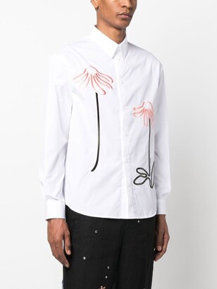 Simone Rocha Floral-Embroidered Long-Sleeve Shirt