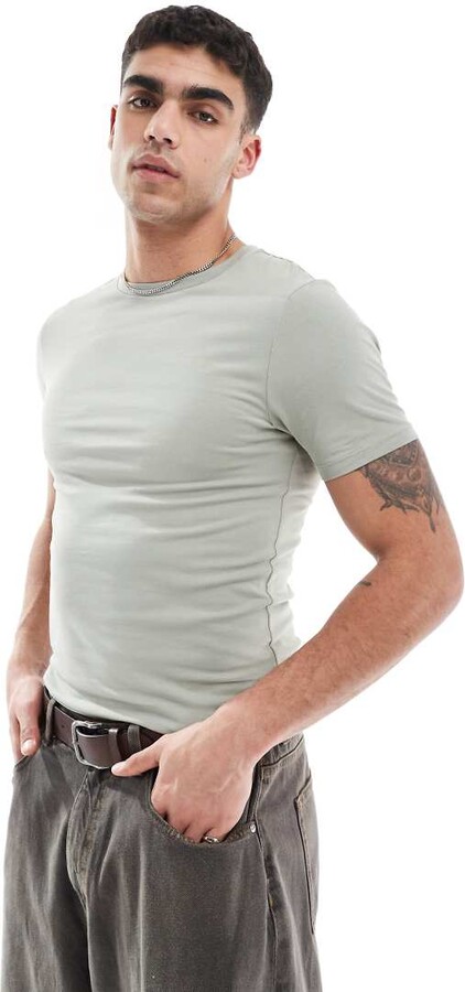 ASOS DESIGN essentials muscle fit T-shirt in khaki