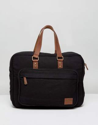 ASOS Briefcase In Canvas With Leather Trims
