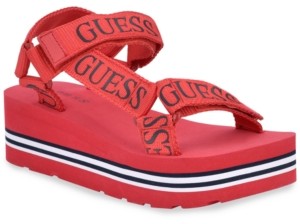 red guess sandals