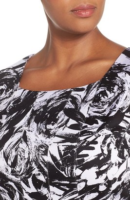 Ellen Tracy Plus Size Women's Print Stretch Cotton Fit & Flare Dress