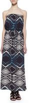Thumbnail for your product : Neiman Marcus Cusp by Strapless Ombre Diamond-Print Maxi Dress, Black Pattern