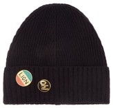 Thumbnail for your product : Bella Freud Pin-embellished Wool Beanie Hat - Navy