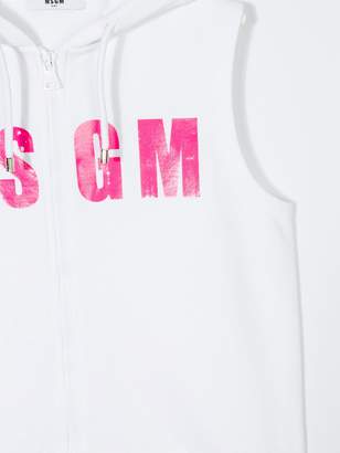 MSGM Kids logo printed sleeveless hoodie
