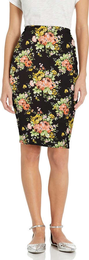 Star Vixen Women's Below-Knee Pencil Skirt with Back Slit