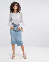 Thumbnail for your product : Evidnt Asymmetric Denim Midi Skirt