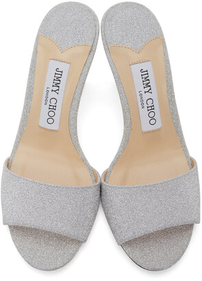 Jimmy Choo Silver Stacy 85 Mules